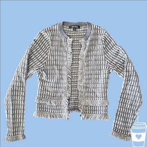 Brooks Brothers Gray and White Textured Cardigan